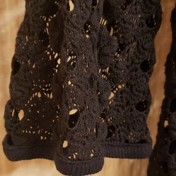 Soma sz L hooded hoodie black lace cover up shirt 3/4 sleeve cinch waist… - Picture 11 of 16